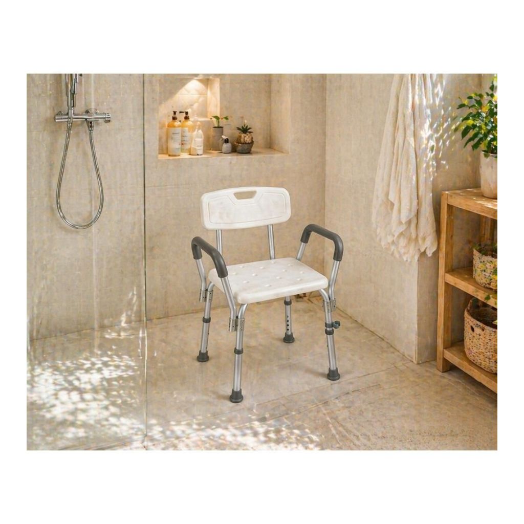 Duschstol med arm- och ryggstöd