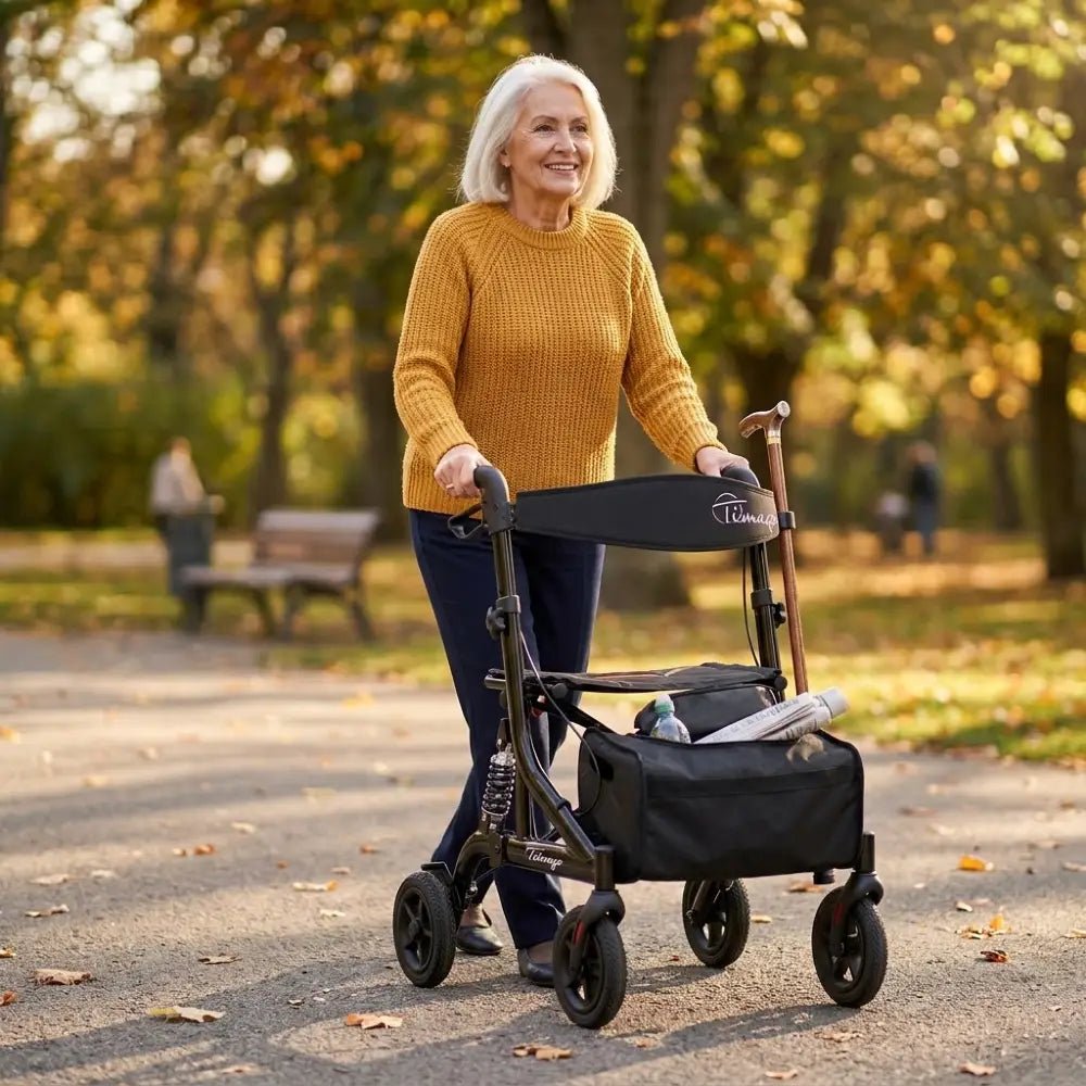 JOHNNIE Leichtgewicht-Rollator mit Luftreifen und Stoßdämpfern
